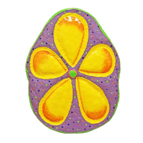 Tropical Beach Sanddollar Sea Biscuit Haitian Metal Wall Art Decor Purple 9 inch - Picture 1 of 4